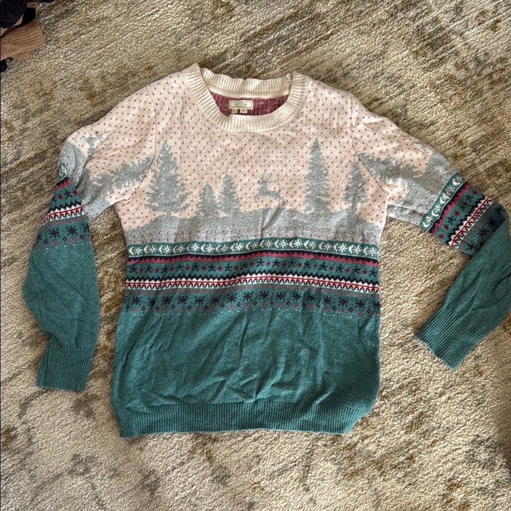 Festive Green and Cream Sweater